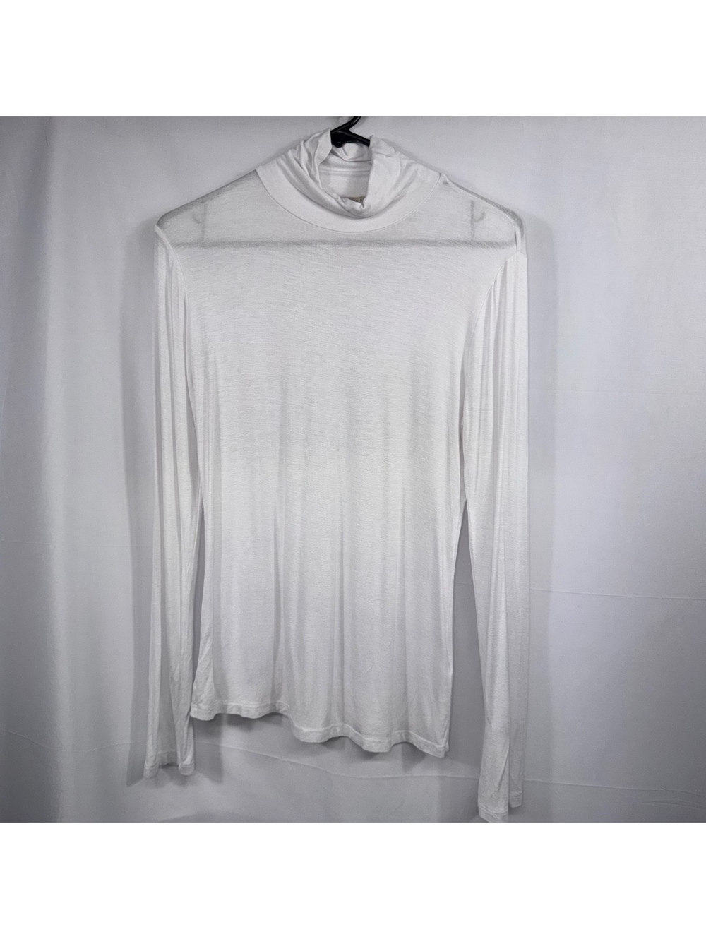 Active Basic White Mock Neck Long Sleeve Top L